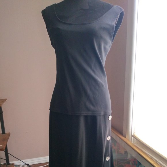 Anne Klein II Vintage Black Sleeveless Top and Skirt Set | Sizes M/12 - Picture 1 of 6